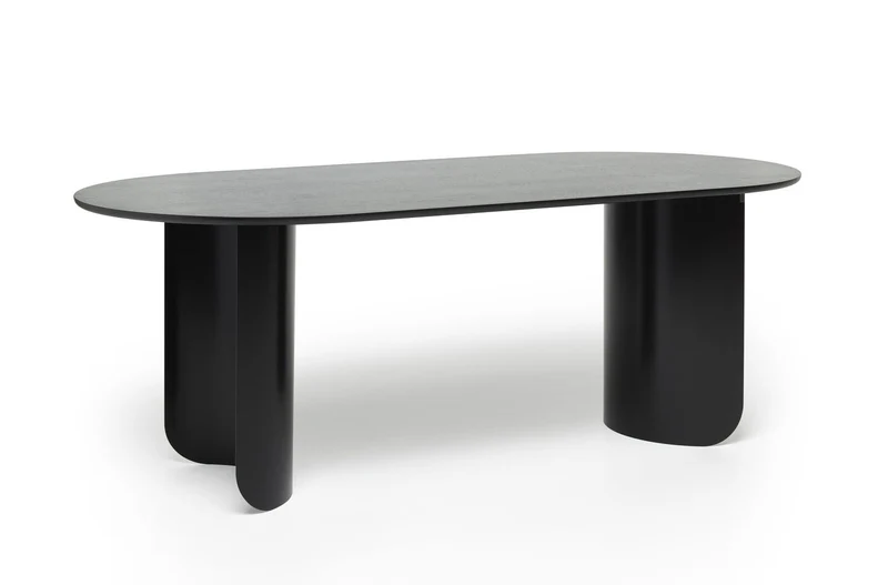 Table à manger ovale en chêne noir et acier noir 200x95x74cm Plateau - Fest Amsterdam