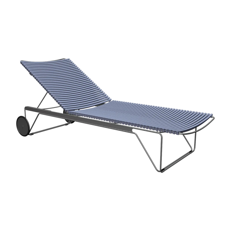 Chaise longue ajustable en métal et plastique bleu pigeon Click - Houe