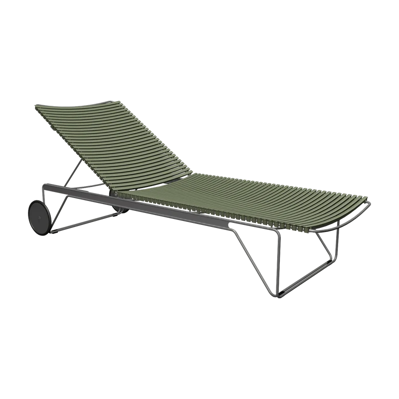 Chaise longue ajustable en métal et plastique vert Click - Houe