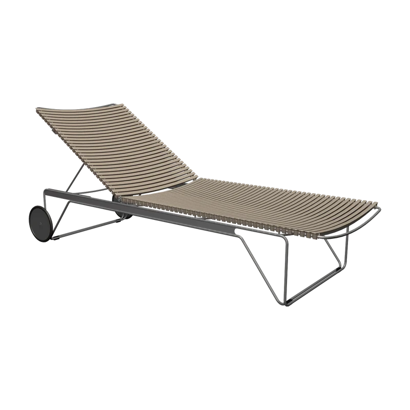 Chaise longue ajustable en métal et plastique beige Click - Houe