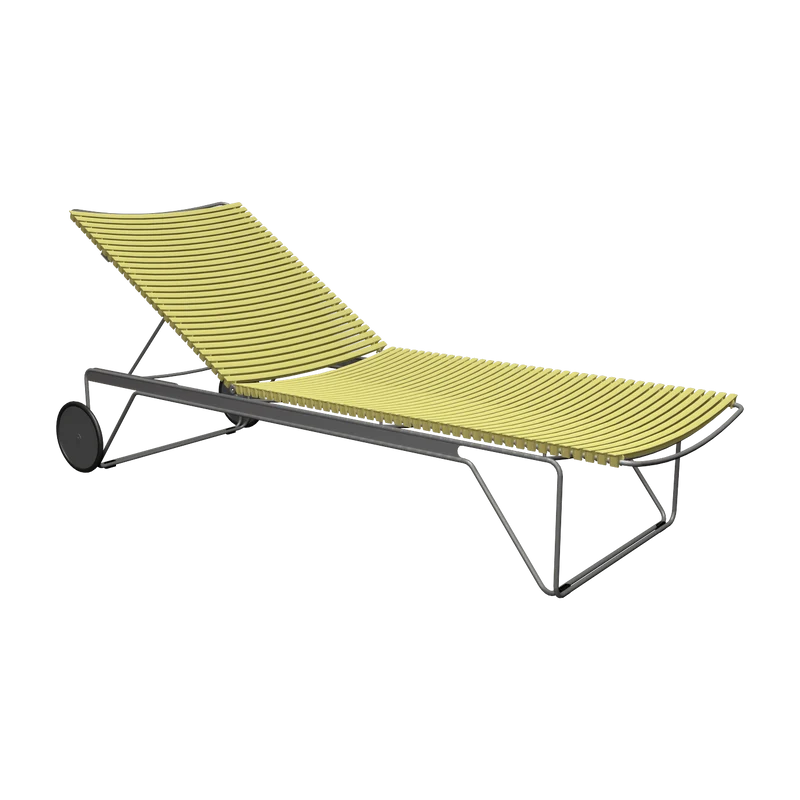 Chaise longue ajustable en métal et plastique jaune Click - Houe
