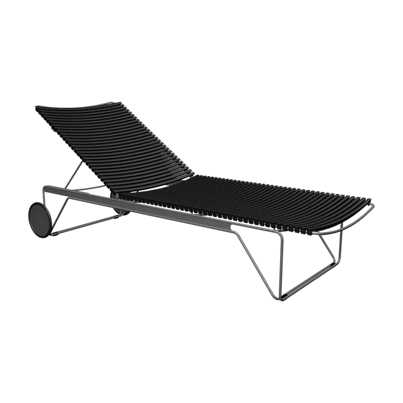 Chaise longue ajustable en métal et plastique noir Click - Houe