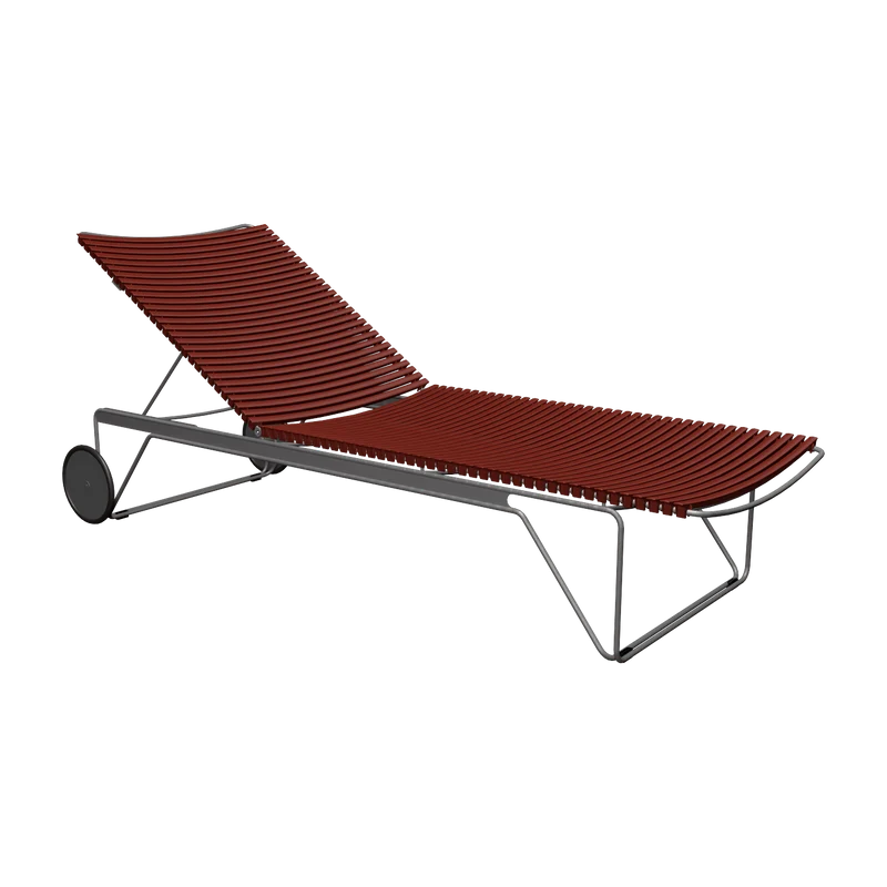Chaise longue ajustable en métal et plastique rouge Click - Houe