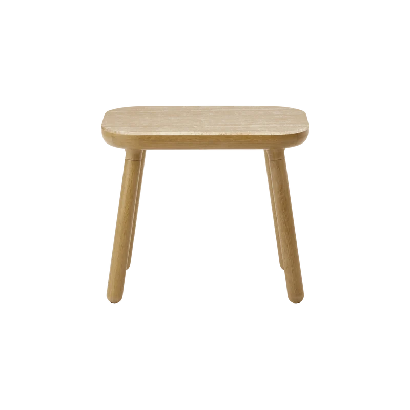 Table d'appoint en chêne et travertin 35x50x43cm Paff - Umage