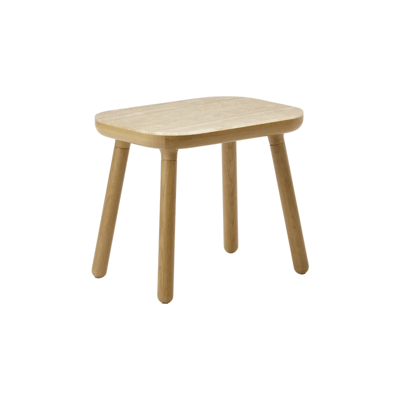 Table d'appoint en chêne et travertin 35x50x43cm Paff - Umage
