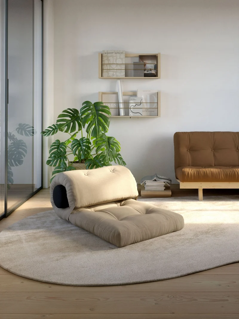 Fauteuil convertible gris avec coussin gris foncé 70x120x40cm Wrap - Karup Design