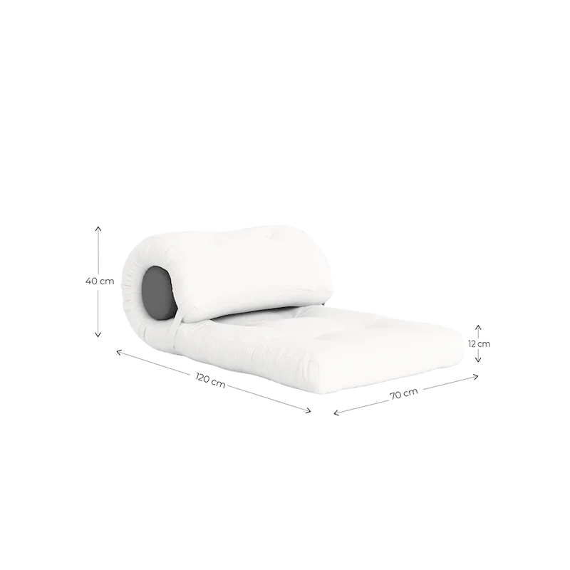 Fauteuil convertible gris avec coussin gris foncé 70x120x40cm Wrap - Karup Design