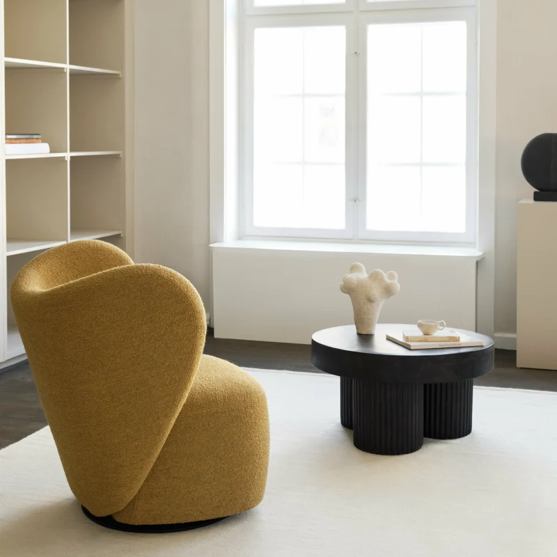 Table basse en fibre de béton marron sur aluminium moulé 70 cm Gear - NORR11