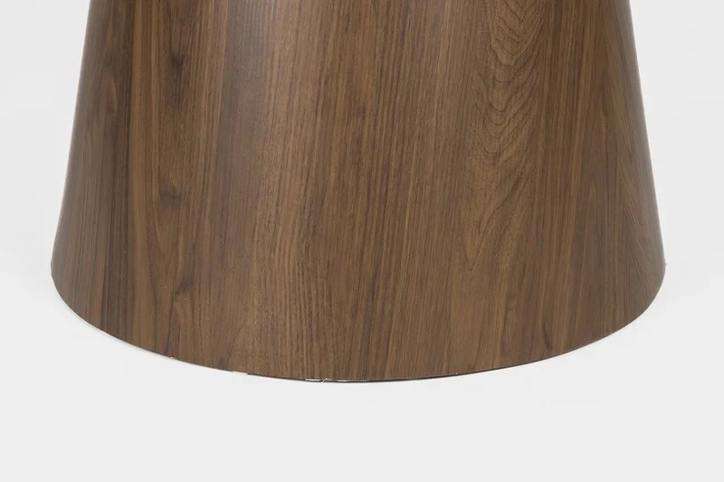 Table à manger ronde en bois de noyer et pierre blanche 115cm Octave - The Cool Republic