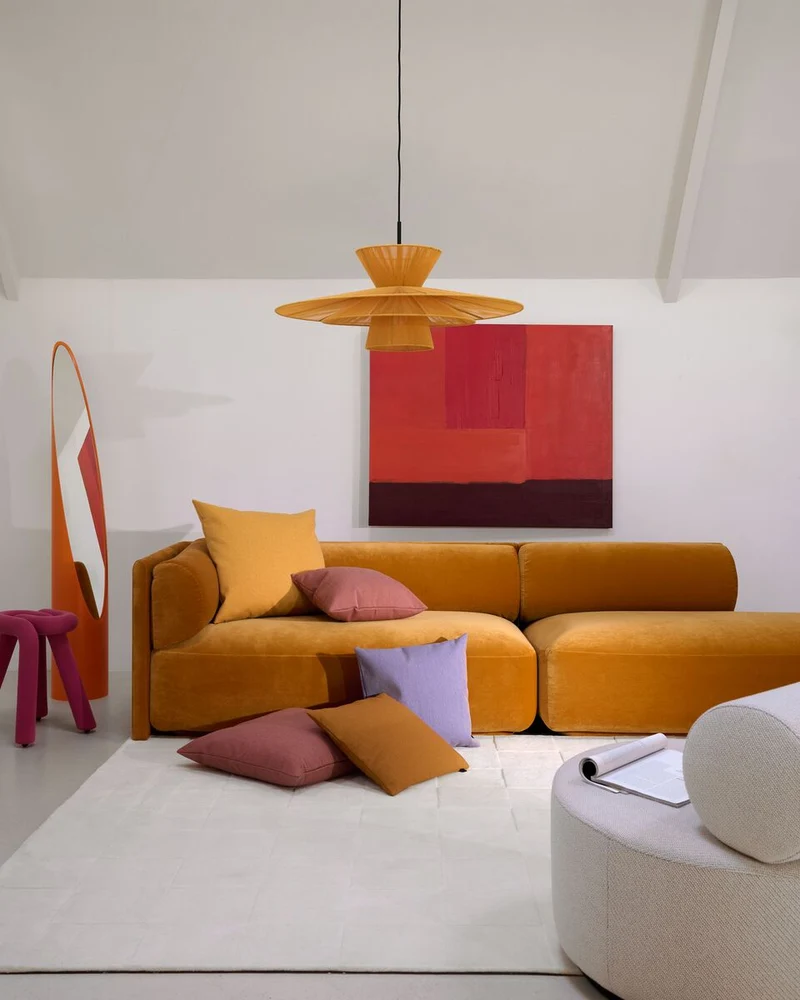 Coussin carré en laine orange 60x60cm Cleo - Fest Amsterdam