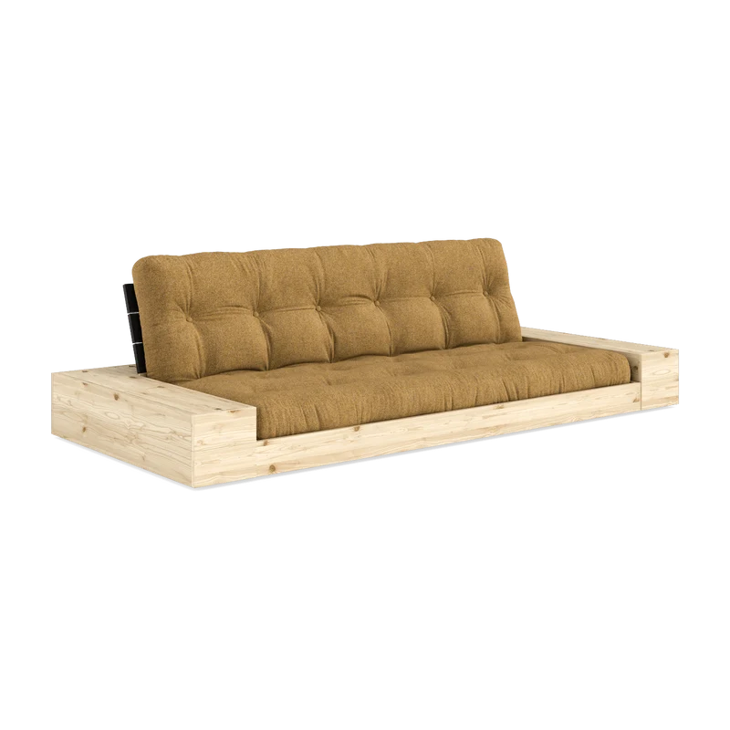 Canapé convertible en pin noir 244x166cm avec futon ocre et rangements Base - Karup Design