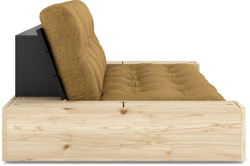 Canapé convertible en pin noir 244x166cm avec futon ocre et rangements Base - Karup Design