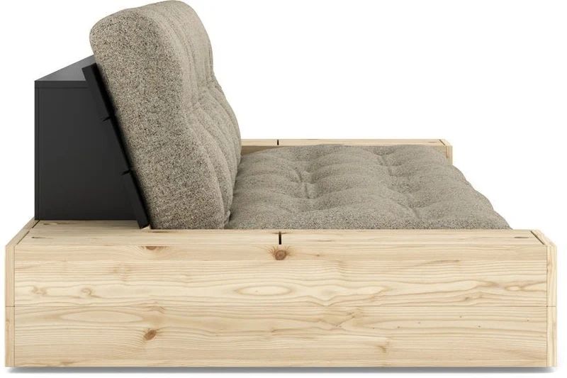 Canapé convertible en pin noir 244x166cm avec futon sand et rangements Base - Karup Design