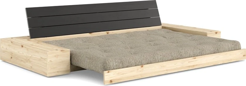 Canapé convertible en pin noir 244x166cm avec futon sand et rangements Base - Karup Design