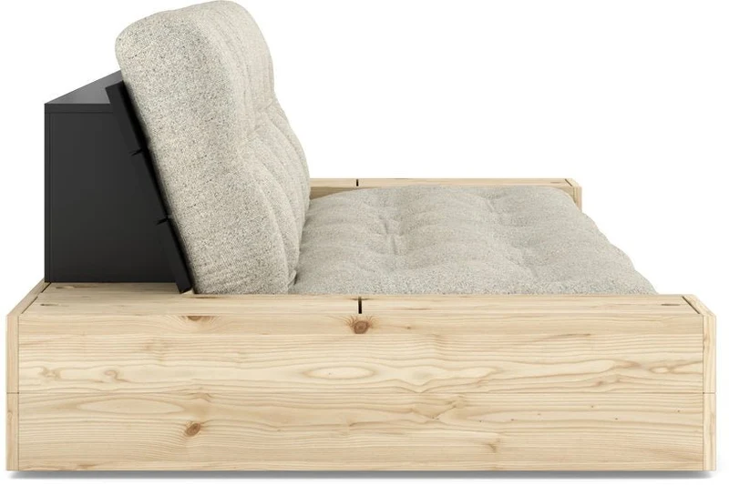 Canapé convertible en pin noir 244x166cm avec futon beige et rangements Base - Karup Design
