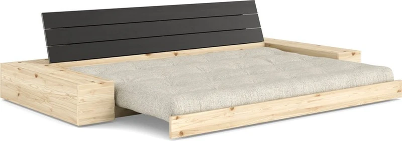 Canapé convertible en pin noir 244x166cm avec futon beige et rangements Base - Karup Design