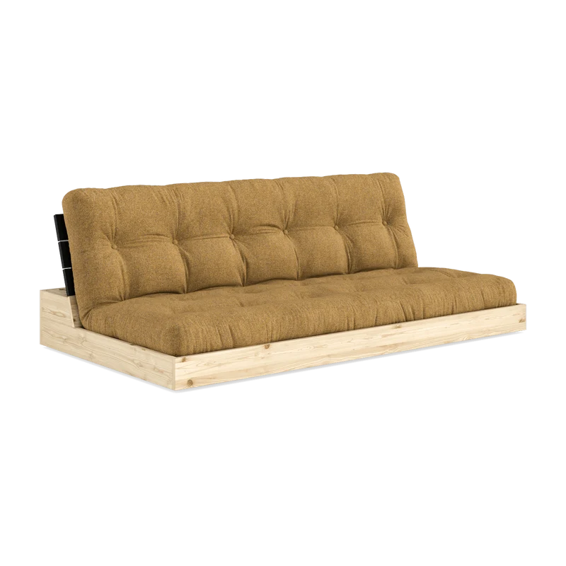 Canapé convertible en pin noir 196x166cm avec son futon golden ochre Base - Karup Design