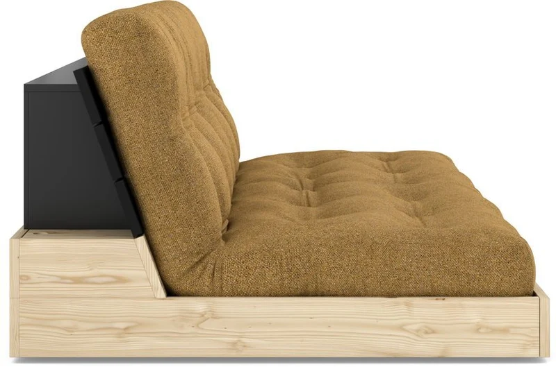 Canapé convertible en pin noir 196x166cm avec son futon golden ochre Base - Karup Design