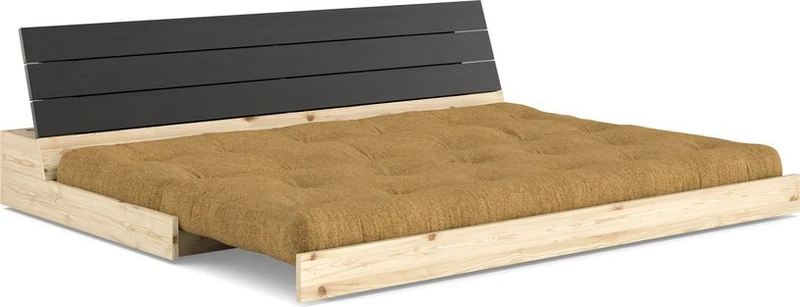 Canapé convertible en pin noir 196x166cm avec son futon golden ochre Base - Karup Design