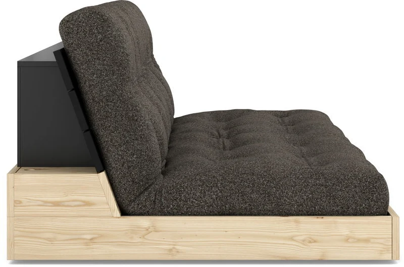 Canapé convertible en pin noir 196x166cm avec son futon mellow brown Base - Karup Design
