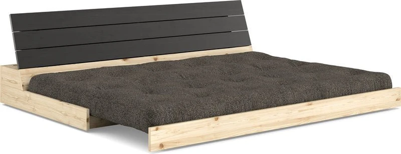 Canapé convertible en pin noir 196x166cm avec son futon mellow brown Base - Karup Design