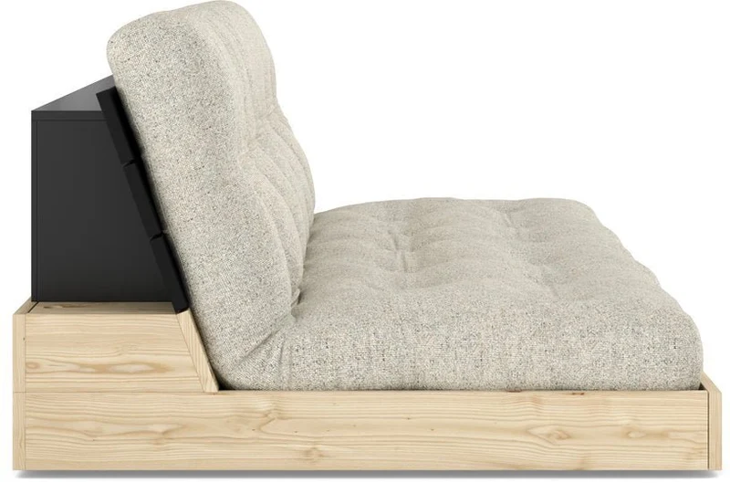 Canapé convertible en pin noir 196x166cm avec son futon soft chalk Base - Karup Design
