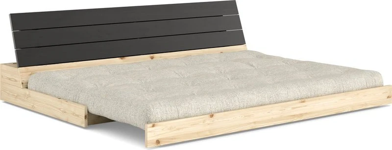 Canapé convertible en pin noir 196x166cm avec son futon soft chalk Base - Karup Design