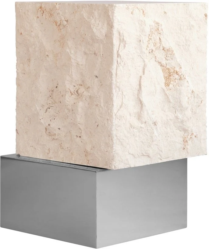 Table d'appoint en calcaire et acier chromé 33x32x50cm Temple - 101 COPENHAGEN