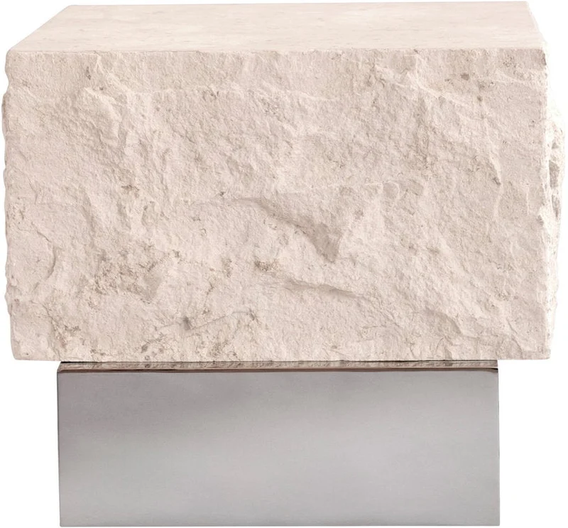 Table basse en calcaire et acier chromé 40x42x35cm Temple - 101 COPENHAGEN