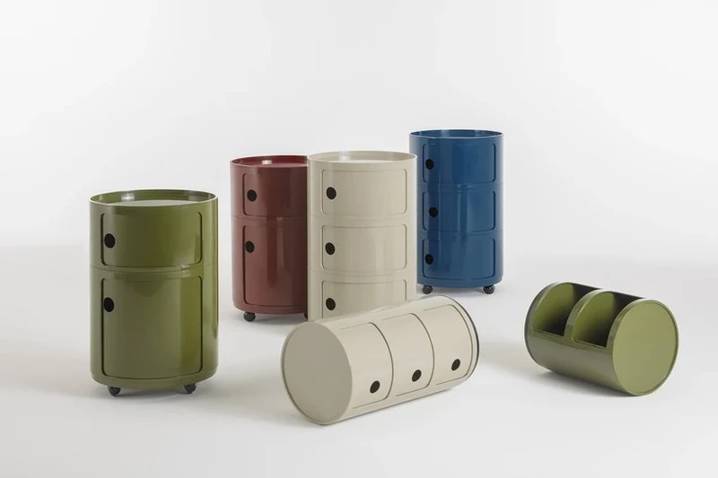 Table d'appoint bleu avec deux tiroirs Componibili Big - Kartell