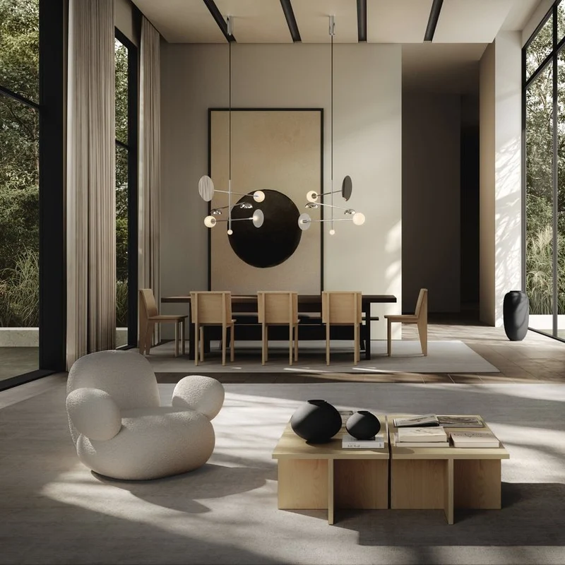 Fauteuil avec accoudoirs en tissu bouclé blanc cassé Toe - 101 COPENHAGEN