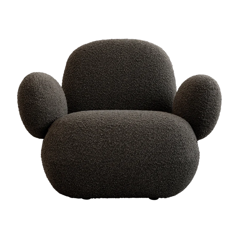 Fauteuil avec accoudoirs en tissu bouclé taupe foncé Toe - 101 COPENHAGEN
