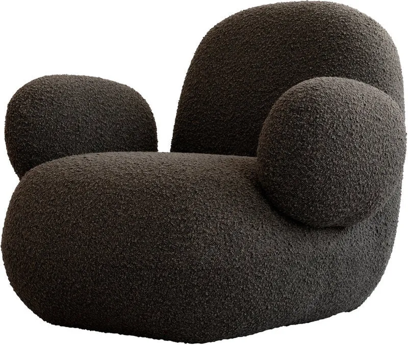 Fauteuil avec accoudoirs en tissu bouclé taupe foncé Toe - 101 COPENHAGEN