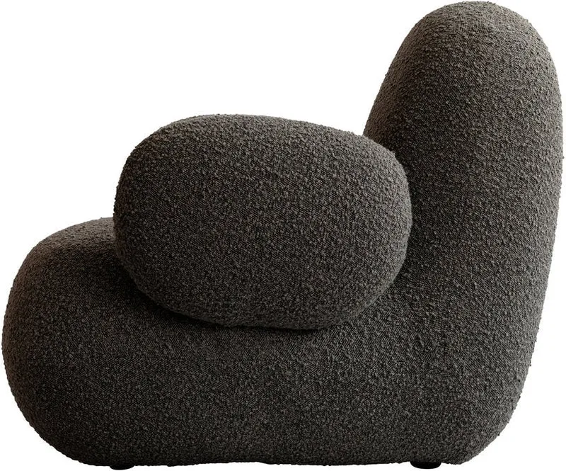 Fauteuil avec accoudoirs en tissu bouclé taupe foncé Toe - 101 COPENHAGEN