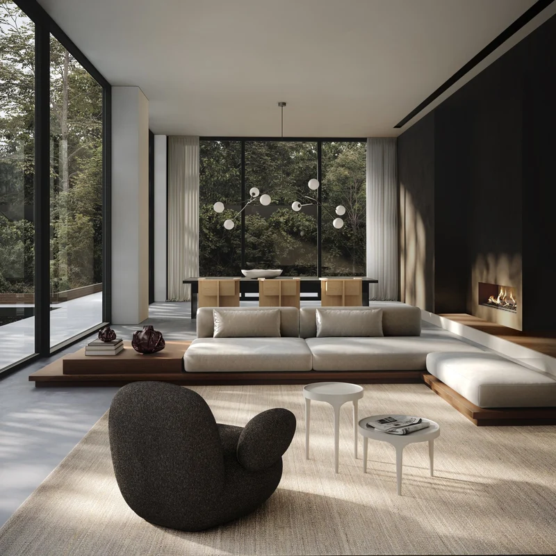 Fauteuil avec accoudoirs en tissu bouclé taupe foncé Toe - 101 COPENHAGEN