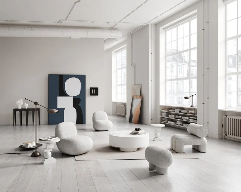 Fauteuil en tissu bouclé banc cassé Toe - 101 COPENHAGEN