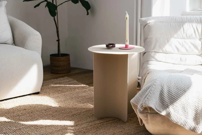Table d'appoint ronde en acier beige 40x50cm Yaro - Metallbude
