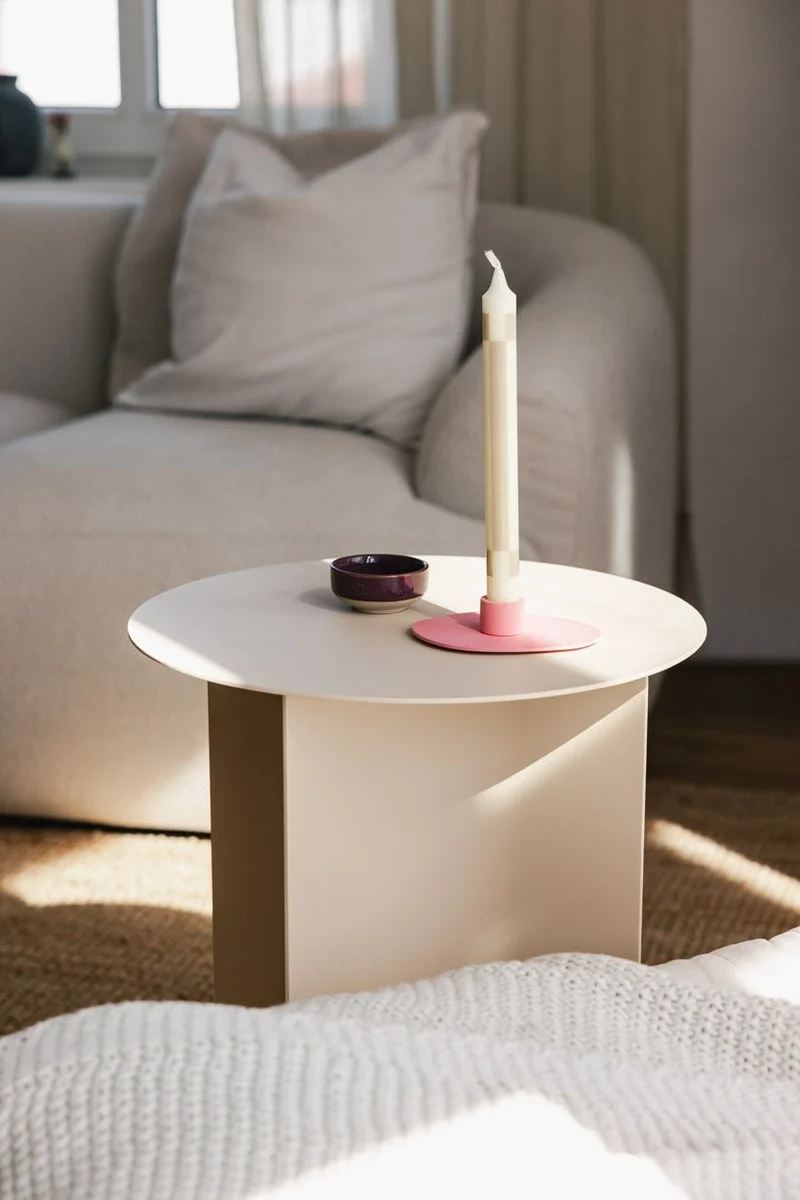 Table d'appoint ronde en acier beige 40x50cm Yaro - Metallbude