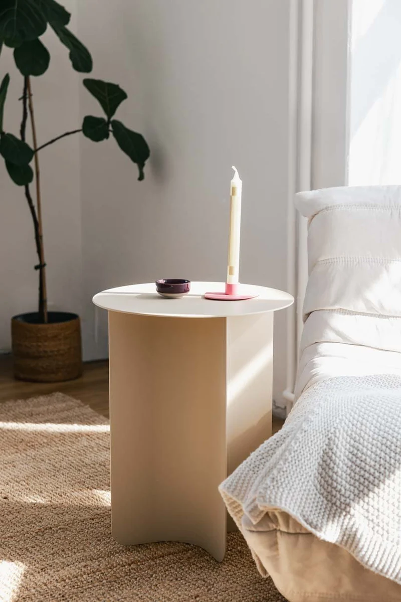 Table d'appoint ronde en acier beige 40x50cm Yaro - Metallbude