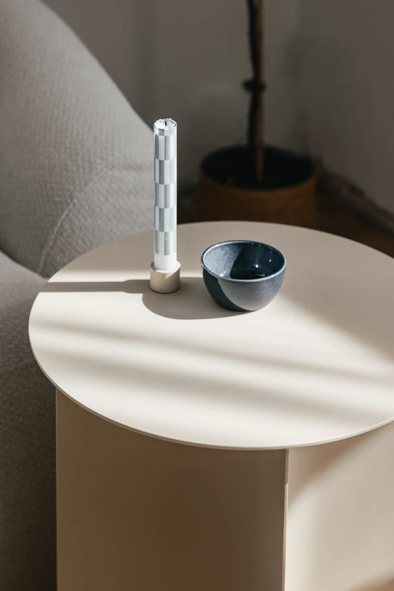 Table d'appoint ronde en acier beige 40x50cm Yaro - Metallbude