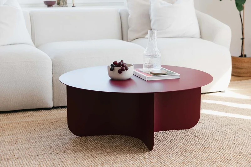 Table basse ronde en acier bordeaux 90x35cm Miro - Metallbude
