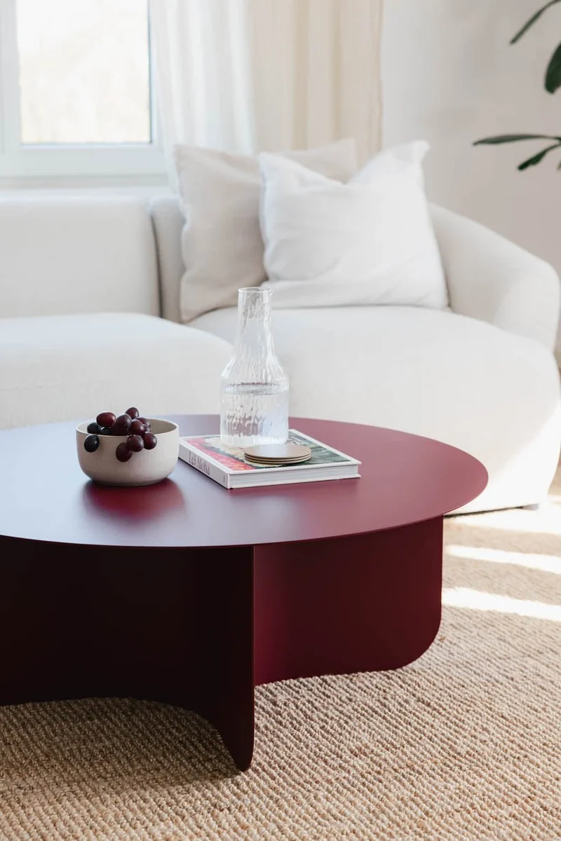 Table basse ronde en acier bordeaux 90x35cm Miro - Metallbude