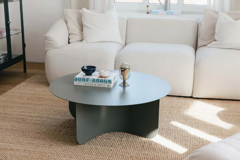 Table basse ronde en acier vert 90x35cm Miro - Metallbude