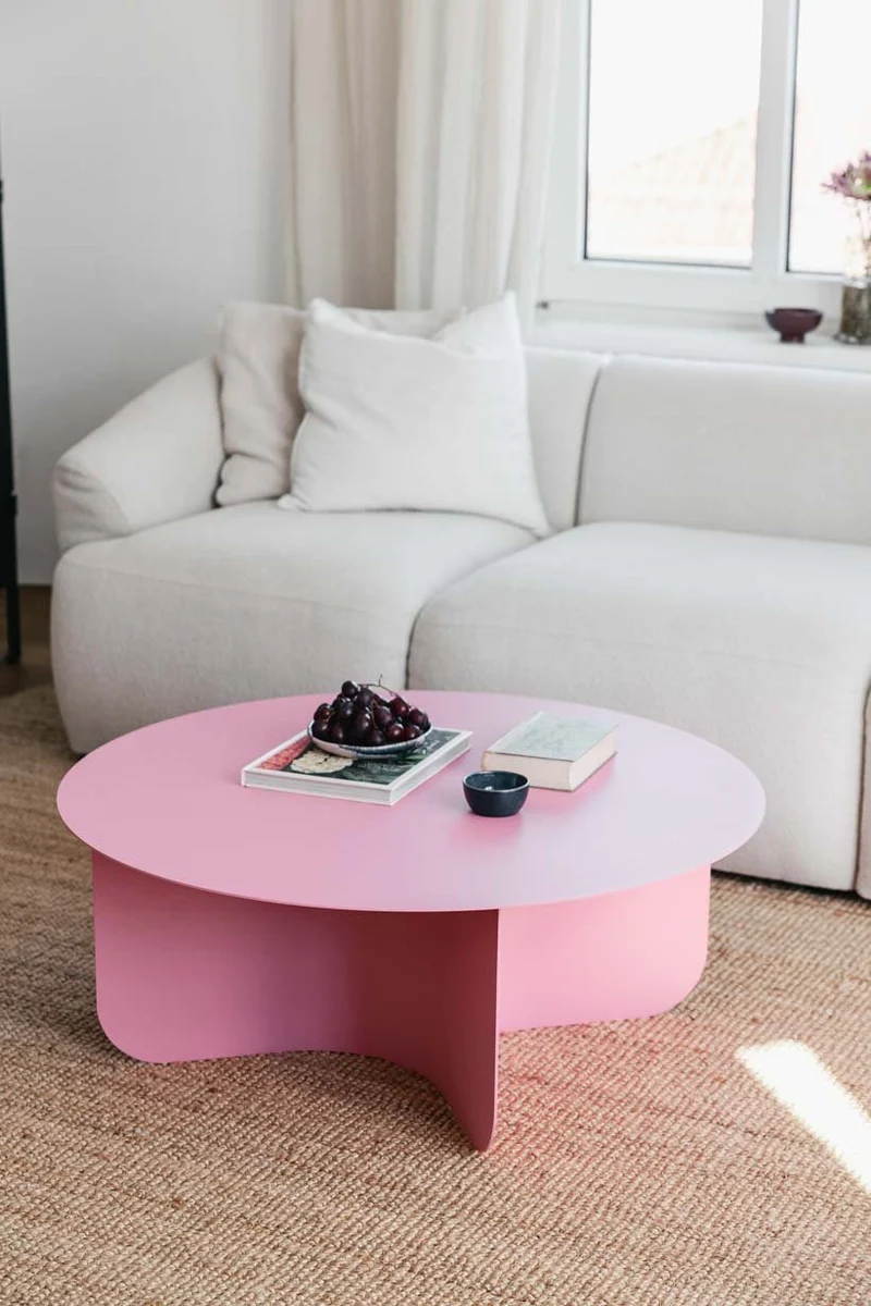 Table basse ronde en acier rose 90x35cm Miro - Metallbude