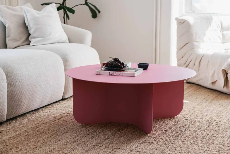 Table basse ronde en acier rose 90x35cm Miro - Metallbude
