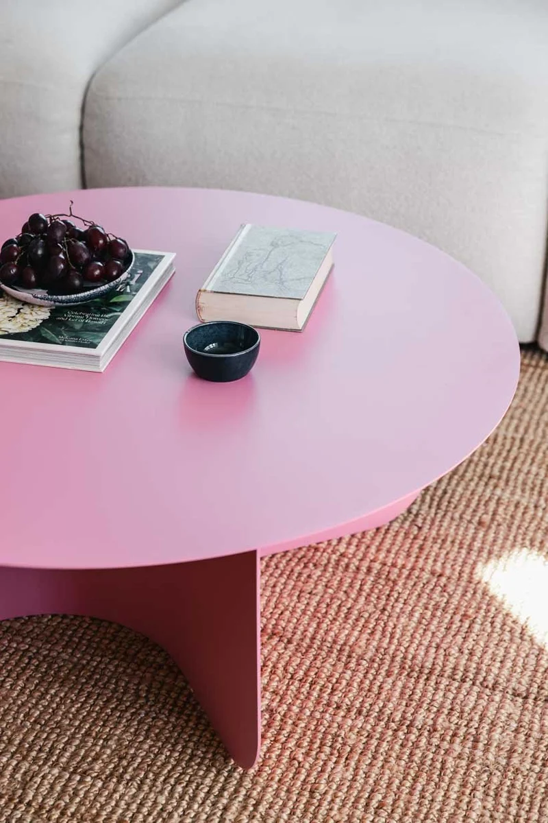 Table basse ronde en acier rose 90x35cm Miro - Metallbude