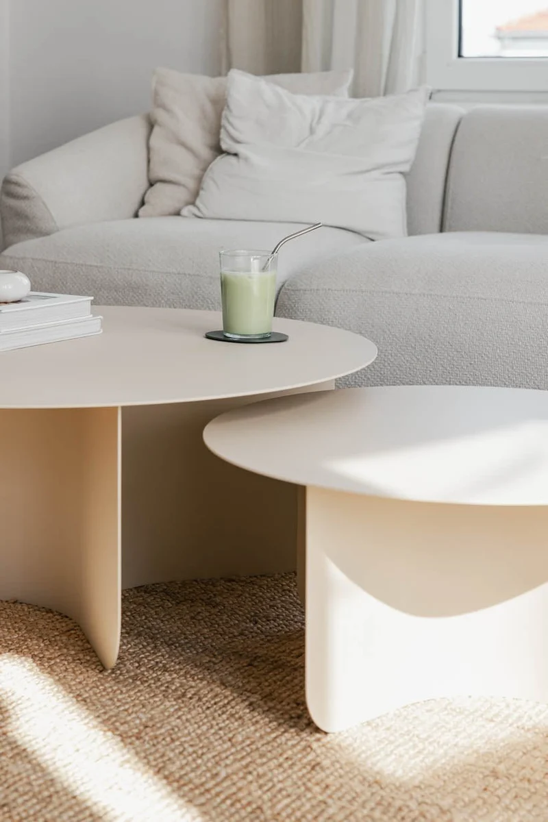 Table basse ronde en acier beige 90x35cm Miro - Metallbude