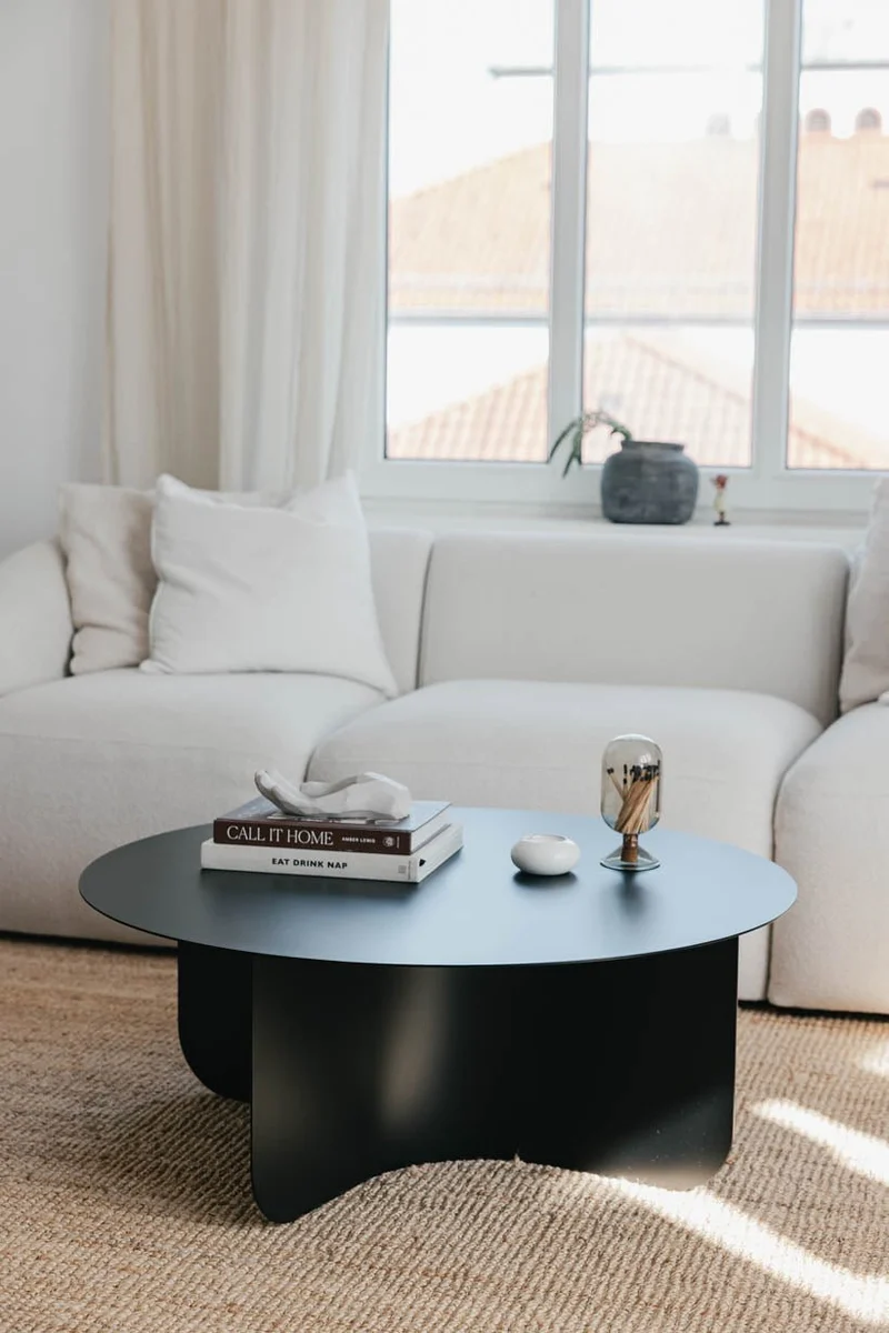Table basse ronde en acier noir 90x35cm Miro - Metallbude