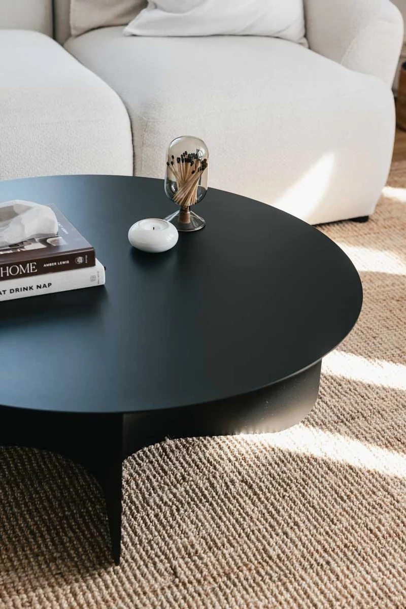 Table basse ronde en acier noir 90x35cm Miro - Metallbude