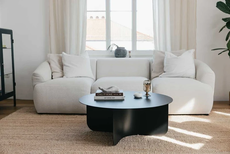 Table basse ronde en acier noir 90x35cm Miro - Metallbude